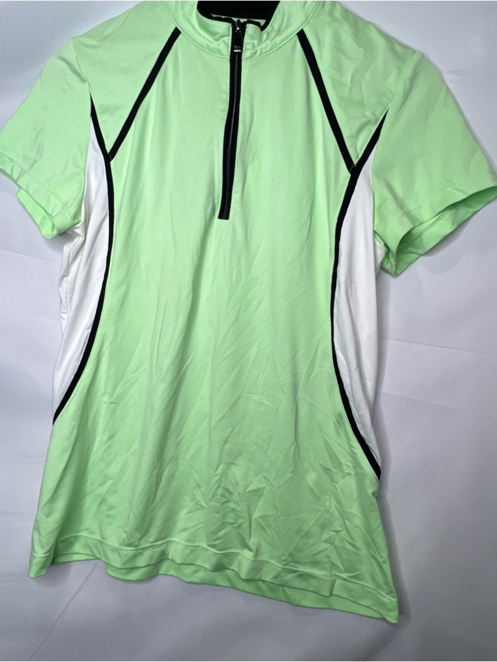 Tail Womens Shirt Mock Neck Short Sleeve Mint Green Golf  Tennis 1/4 Zip Medium